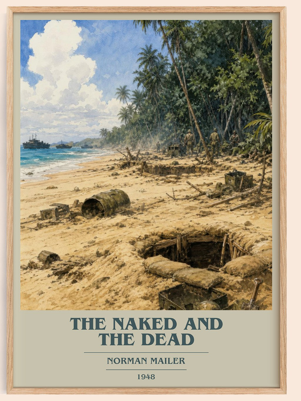 The Naked and the Dead book cover book poster by Norman Mailer – framed literary art print