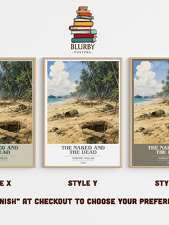 The Naked and the Dead book cover print in frame leaning in hallway – literary fiction wall art