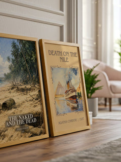 The Naked and the Dead watercolour print framed by window – literary home decor