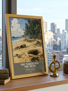 The Naked and the Dead book cover print framed by window – literary home decor