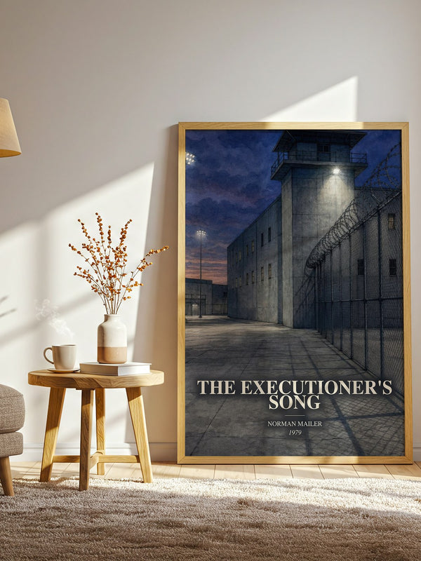 The Executioner's Song watercolour print in frame leaning in hallway – non fiction wall art