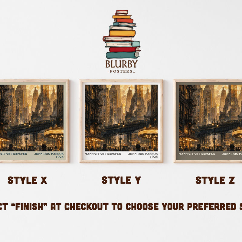 Manhattan Transfer literary print in frame leaning in hallway – literary fiction wall art