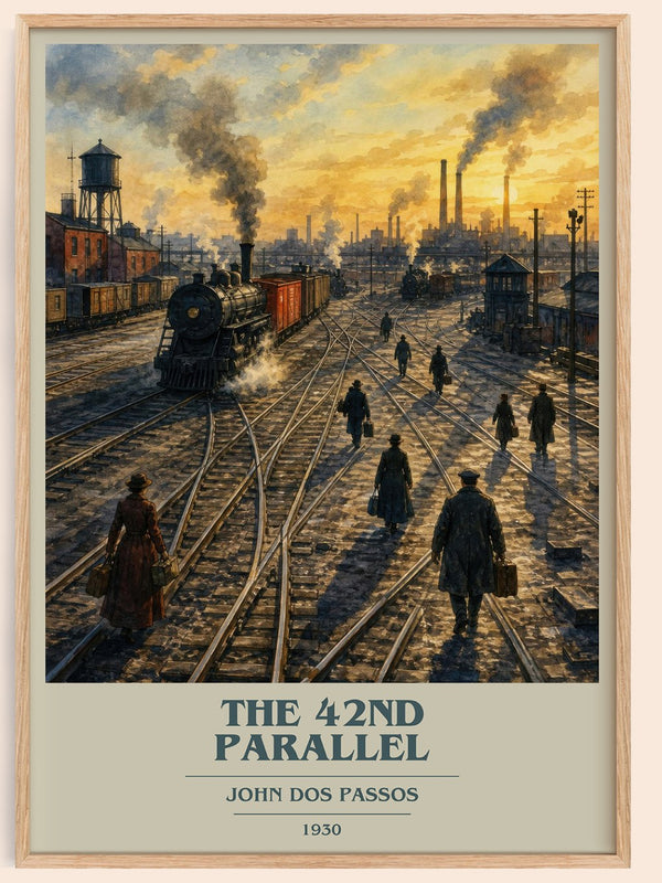 The 42nd Parallel book cover book poster by John Dos Passos – framed literary art print