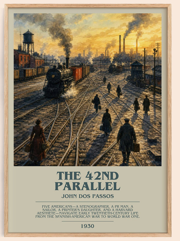 The 42nd Parallel bookish book poster by John Dos Passos – framed literary art print