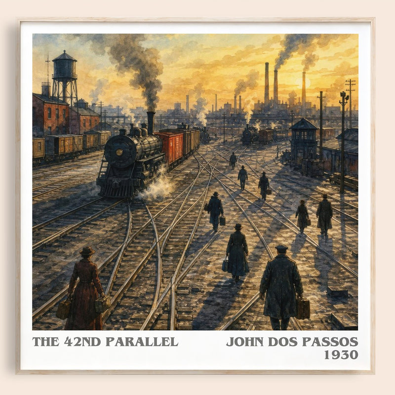 The 42nd Parallel literary book poster by John Dos Passos – framed literary art print