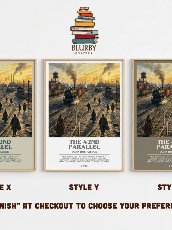 The 42nd Parallel bookish print in frame leaning in hallway – literary fiction wall art