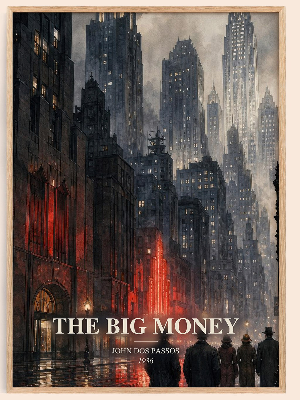 The Big Money watercolour book poster by John Dos Passos – framed literary art print