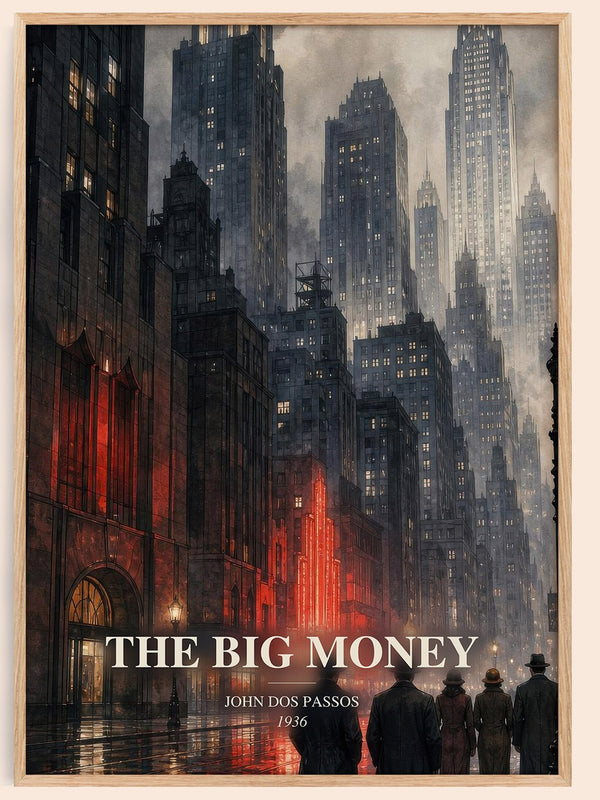 The Big Money watercolour book poster by John Dos Passos – framed literary art print