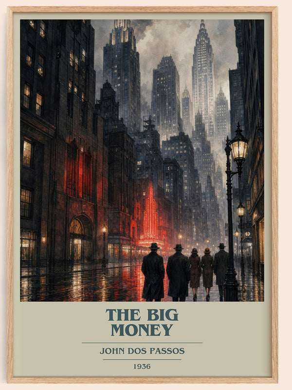 The Big Money book cover book poster by John Dos Passos – framed literary art print