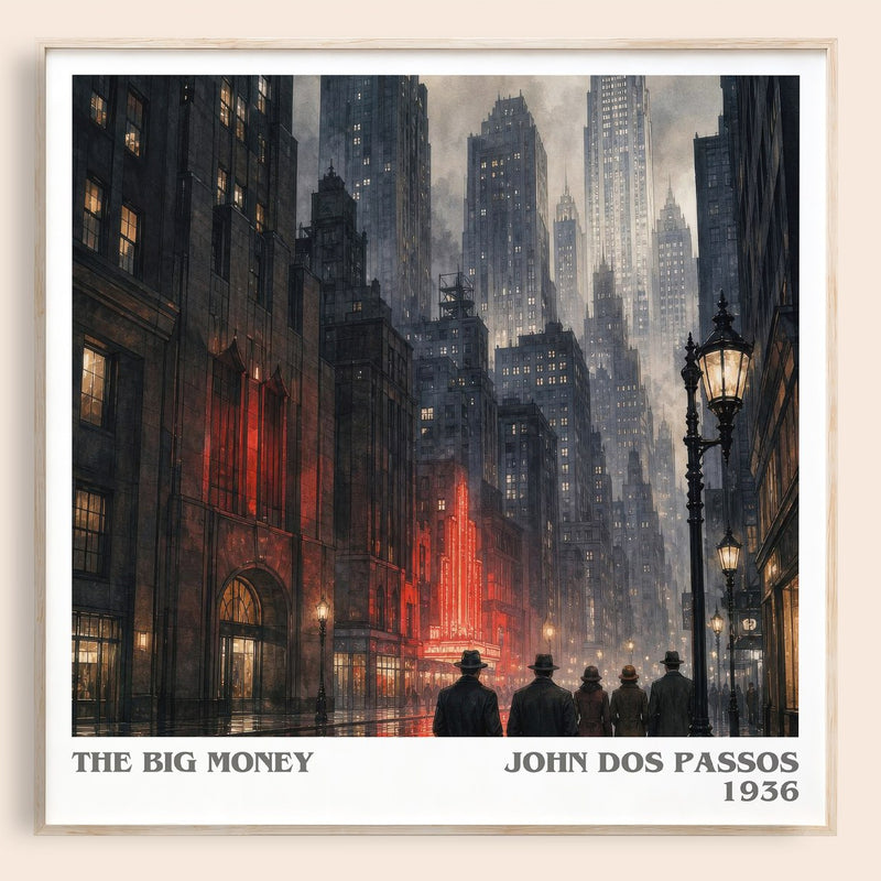 The Big Money literary book poster by John Dos Passos – framed literary art print