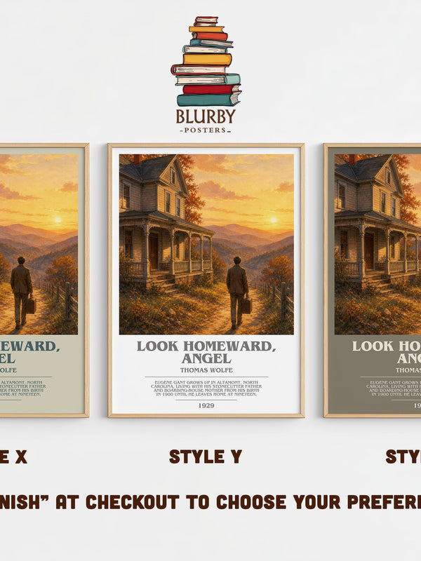 Look Homeward, Angel bookish print in frame leaning in hallway – coming of age wall art