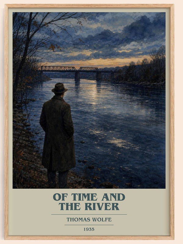 Of Time and the River book cover book poster by Thomas Wolfe – framed literary art print