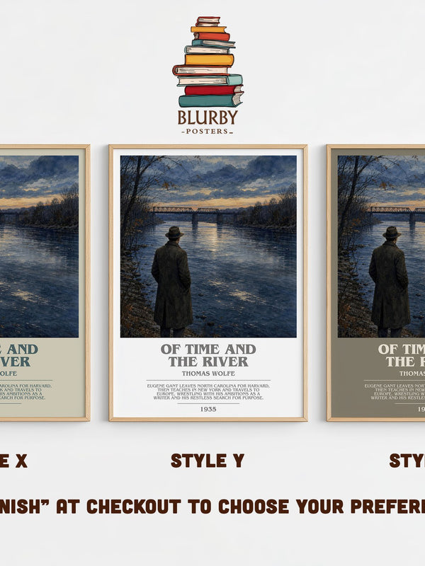 Of Time and the River bookish print in frame leaning in hallway – literary fiction wall art