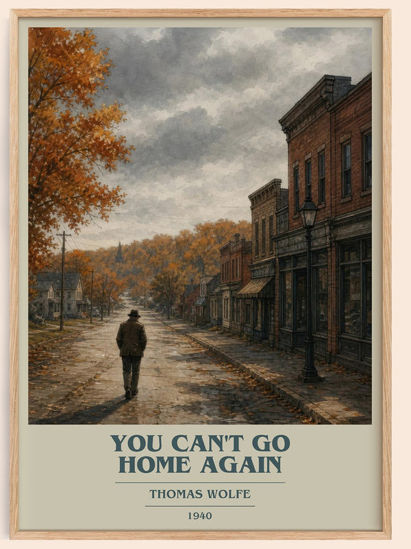 You Can't Go Home Again book cover book poster by Thomas Wolfe – framed literary art print