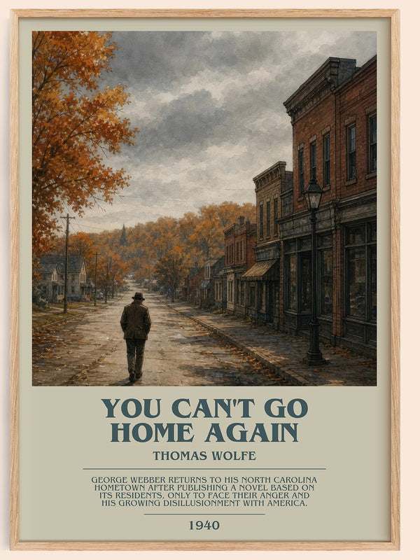 You Can't Go Home Again bookish book poster by Thomas Wolfe – framed literary art print