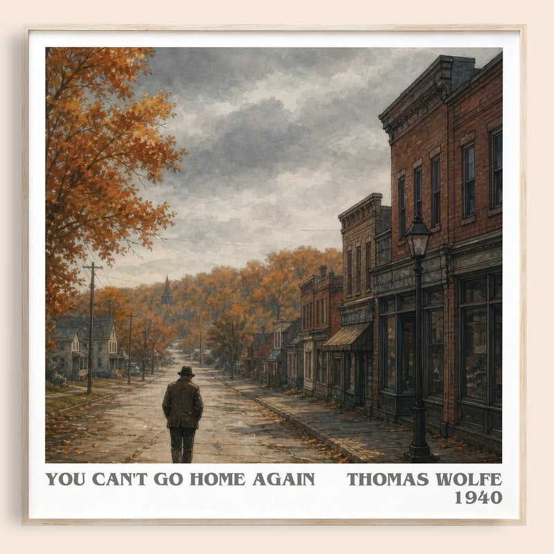 You Can't Go Home Again literary book poster by Thomas Wolfe – framed literary art print