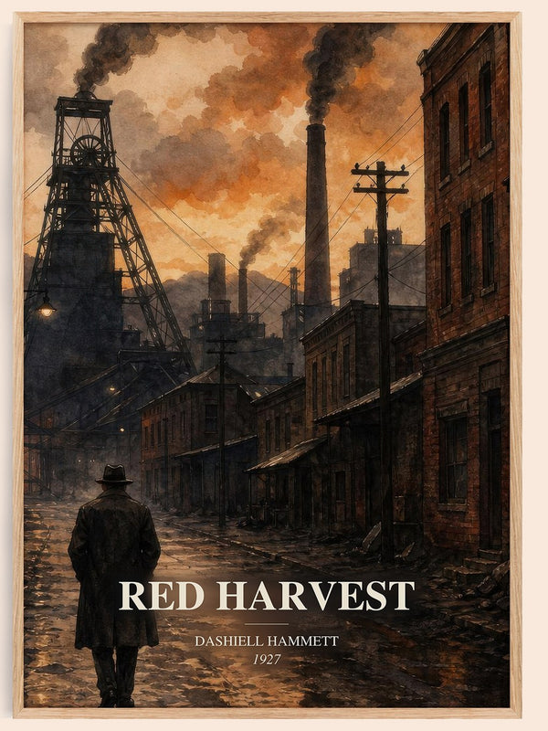 Red Harvest watercolour book poster by Dashiell Hammett – framed literary art print