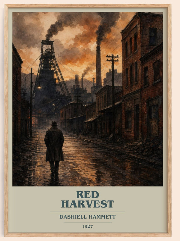 Red Harvest book cover book poster by Dashiell Hammett – framed literary art print