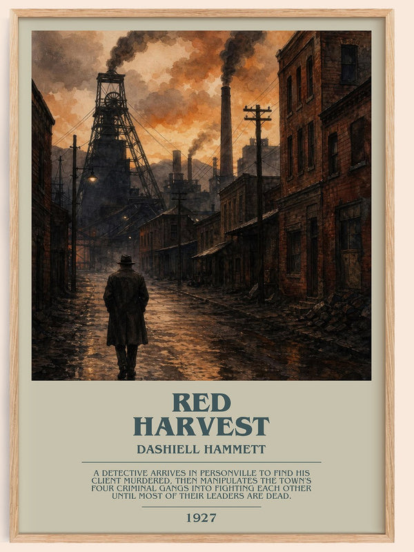 Red Harvest bookish book poster by Dashiell Hammett – framed literary art print