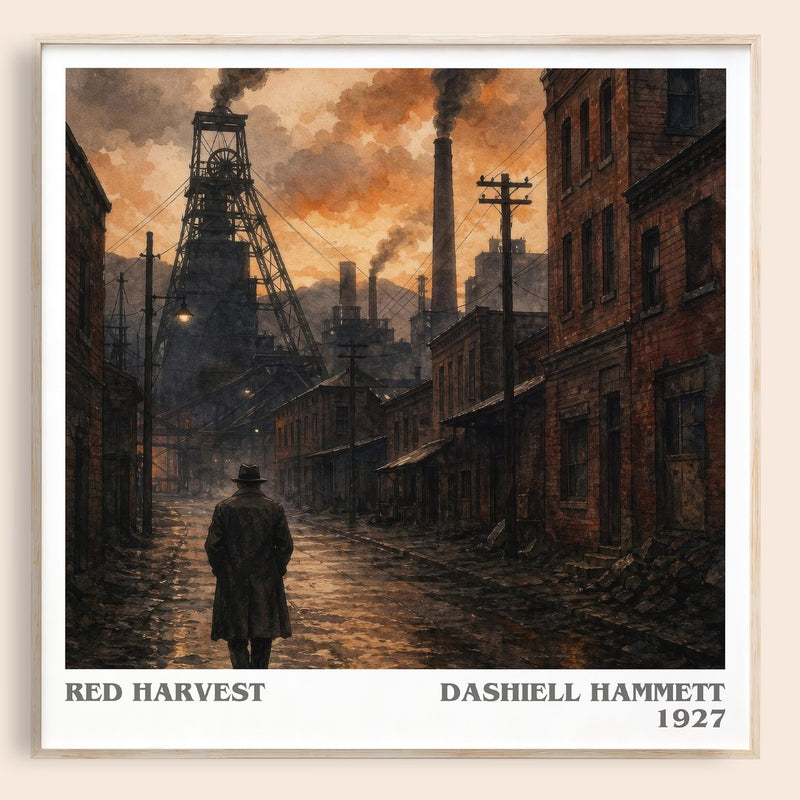 Red Harvest literary book poster by Dashiell Hammett – framed literary art print