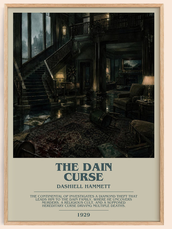 The Dain Curse bookish book poster by Dashiell Hammett – framed literary art print