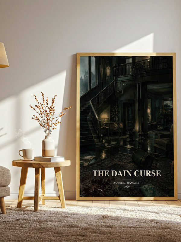 The Dain Curse watercolour print in frame leaning in hallway – crime wall art
