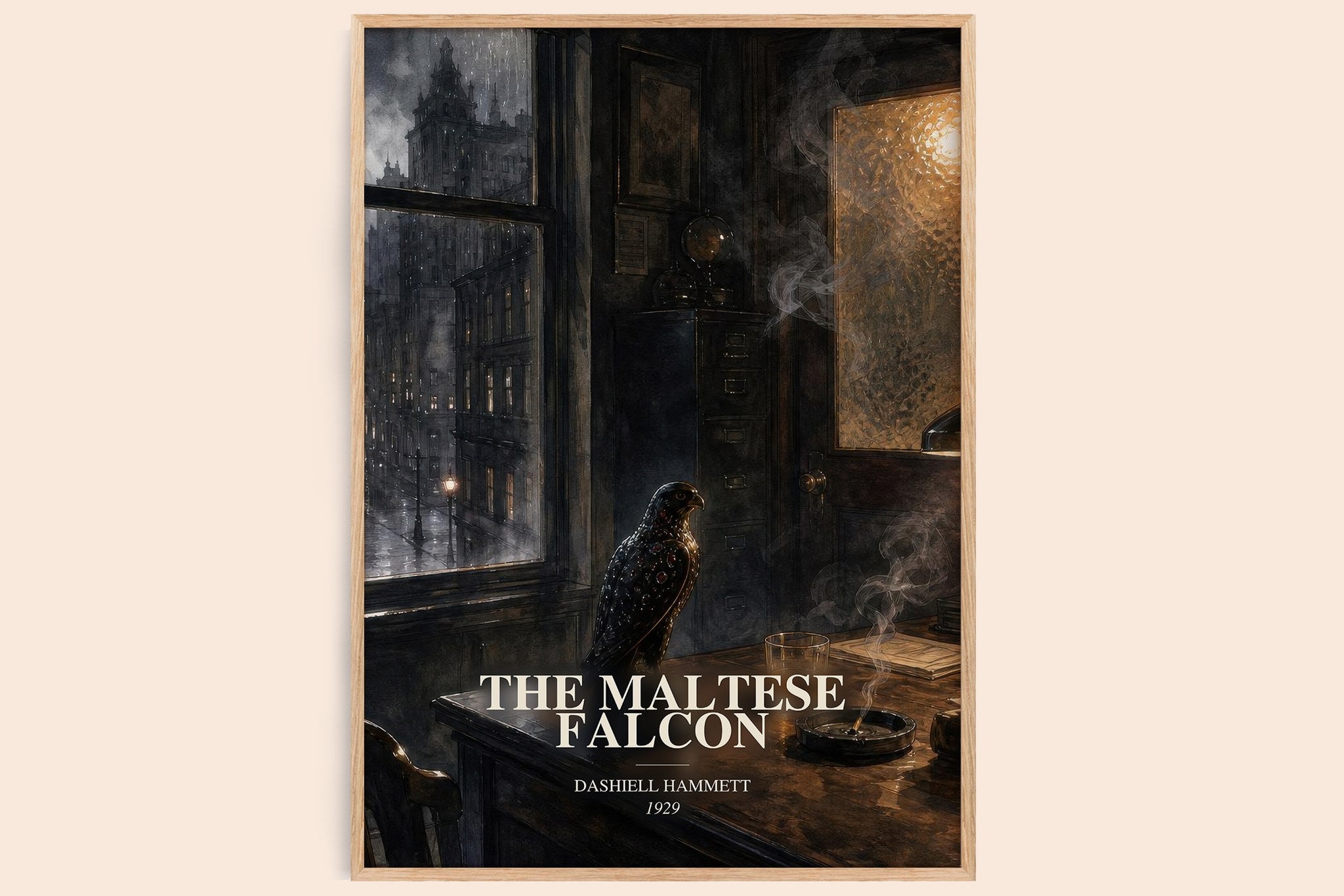 The Maltese Falcon Book Watercolour Illustration by Dashiell Hammett