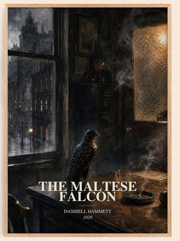 The Maltese Falcon watercolour book poster by Dashiell Hammett – framed literary art print