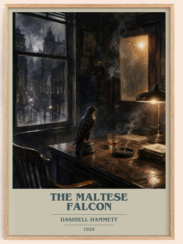 The Maltese Falcon book cover book poster by Dashiell Hammett – framed literary art print