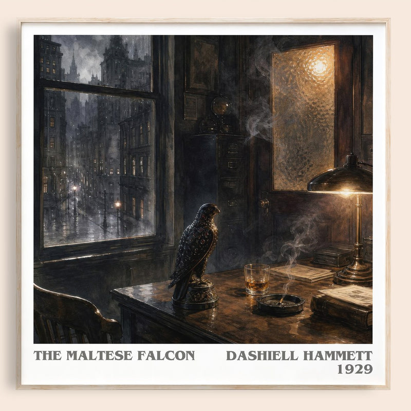 The Maltese Falcon literary book poster by Dashiell Hammett – framed literary art print