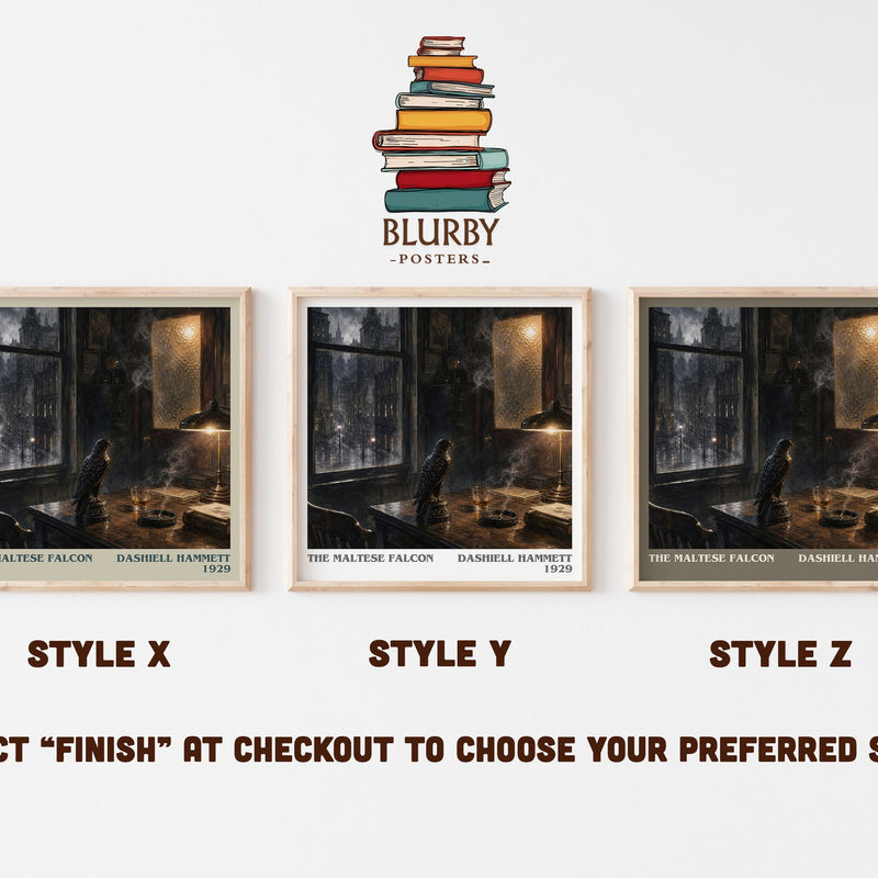 The Maltese Falcon literary print in frame leaning in hallway – crime wall art