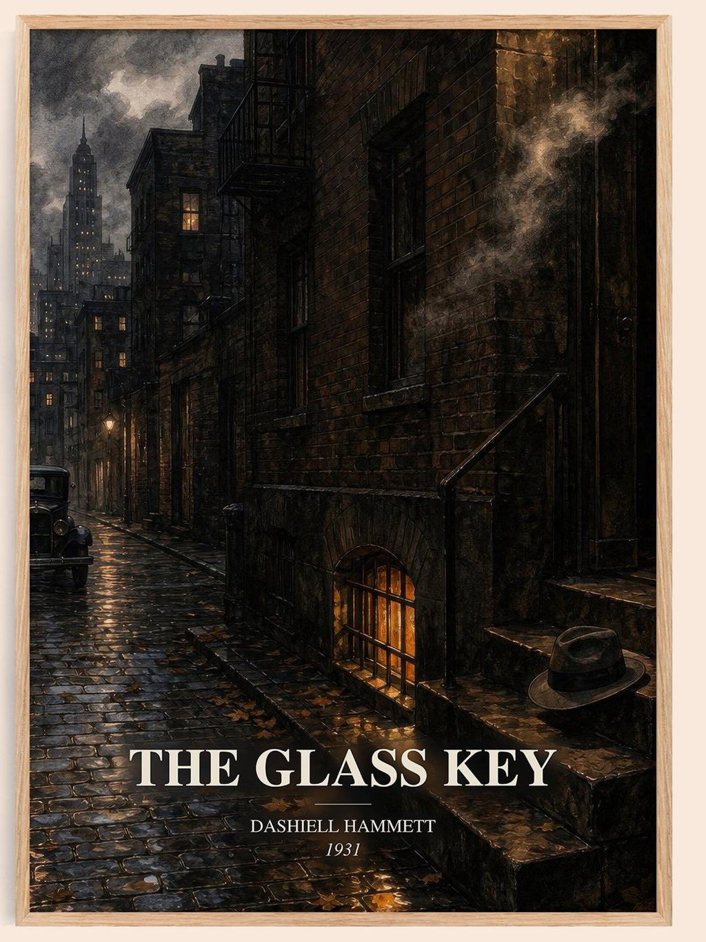The Glass Key watercolour book poster by Dashiell Hammett – framed literary art print