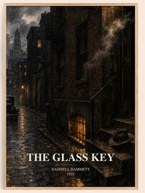 The Glass Key watercolour book poster by Dashiell Hammett – framed literary art print