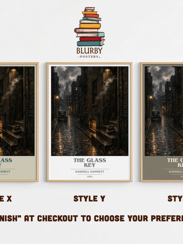 The Glass Key book cover print in frame leaning in hallway – crime wall art