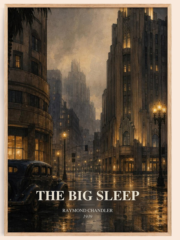 The Big Sleep watercolour book poster by Raymond Chandler – framed literary art print