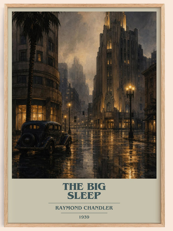 The Big Sleep book cover book poster by Raymond Chandler – framed literary art print