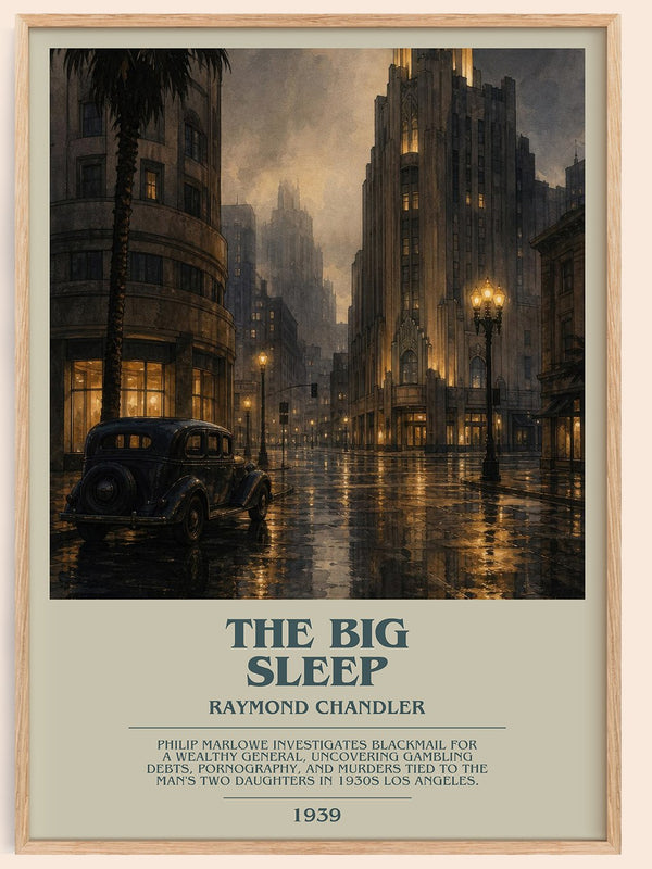 The Big Sleep bookish book poster by Raymond Chandler – framed literary art print