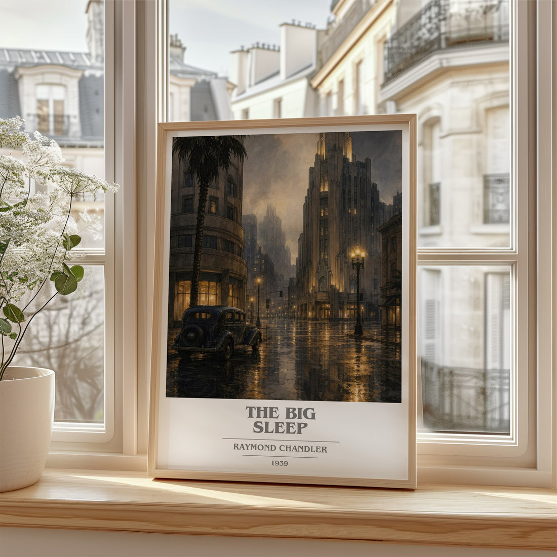 The Big Sleep book cover poster colour and style options – Raymond Chandler book art (mockup)