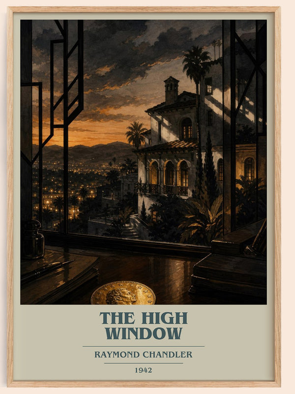 The High Window book cover book poster by Raymond Chandler – framed literary art print