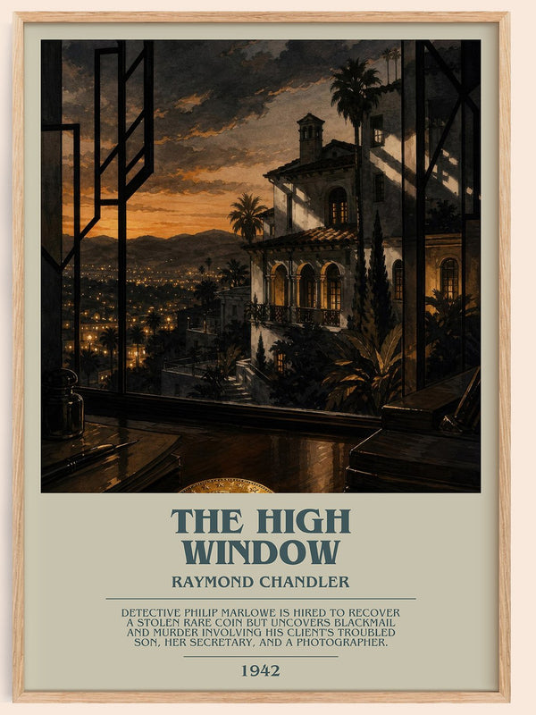 The High Window bookish book poster by Raymond Chandler – framed literary art print