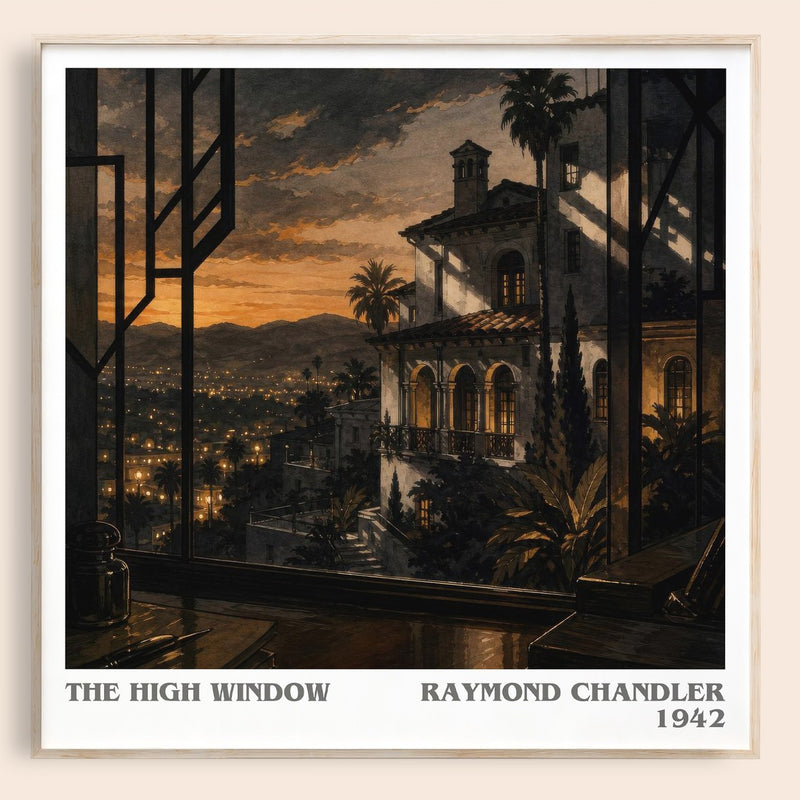 The High Window literary book poster by Raymond Chandler – framed literary art print