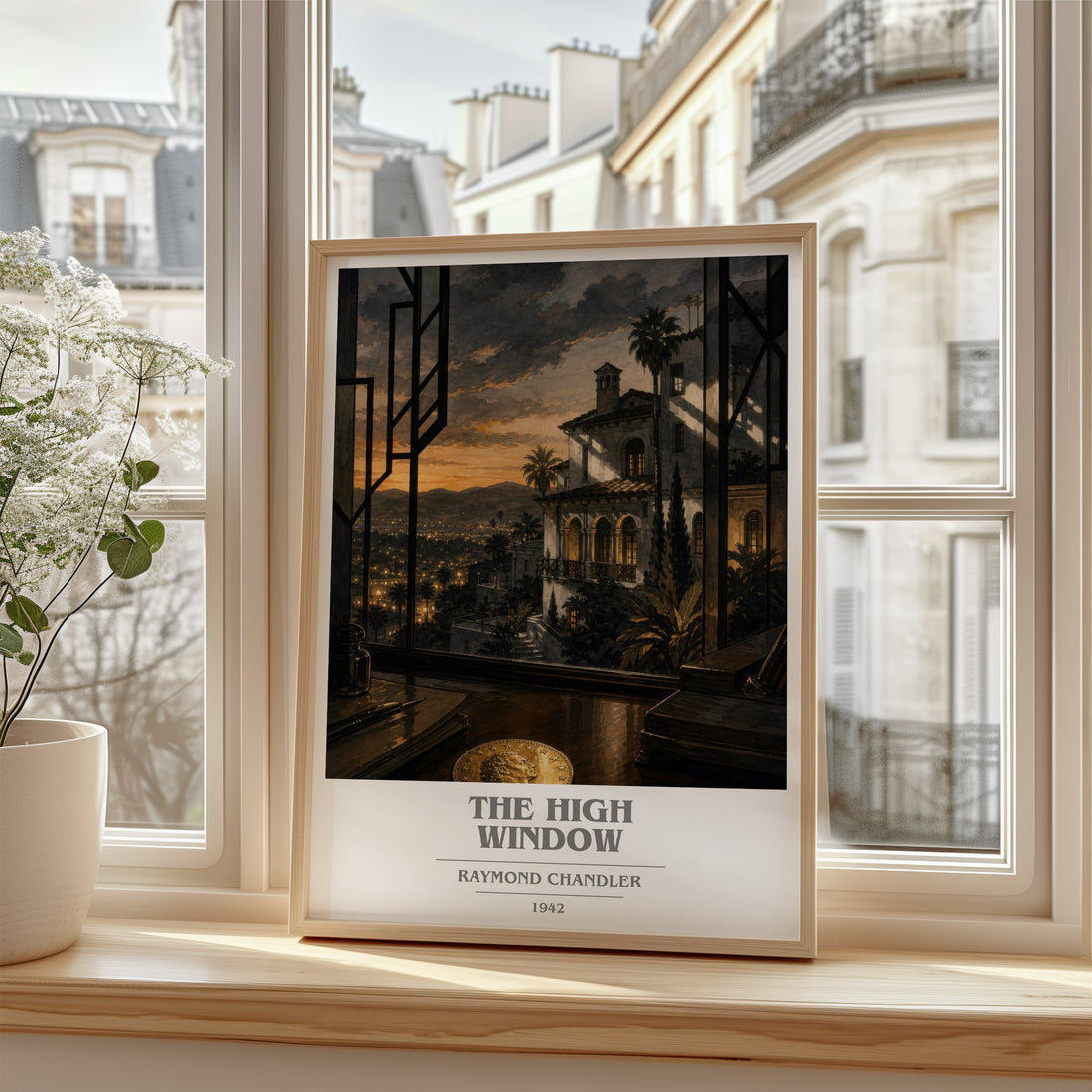 The High Window book cover poster colour and style options – Raymond Chandler book art (mockup)