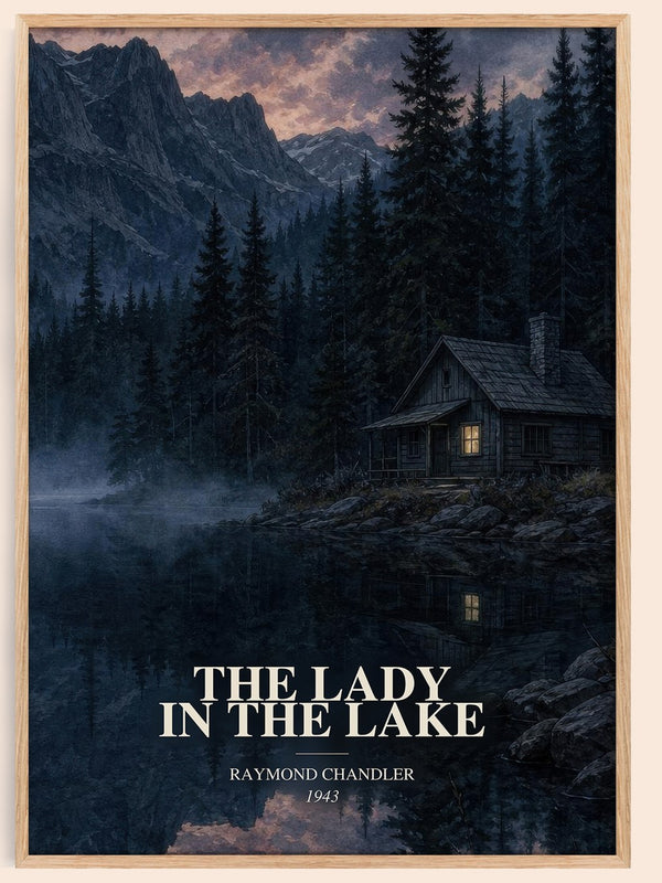 The Lady in the Lake watercolour book poster by Raymond Chandler – framed literary art print