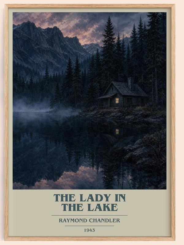The Lady in the Lake book cover book poster by Raymond Chandler – framed literary art print