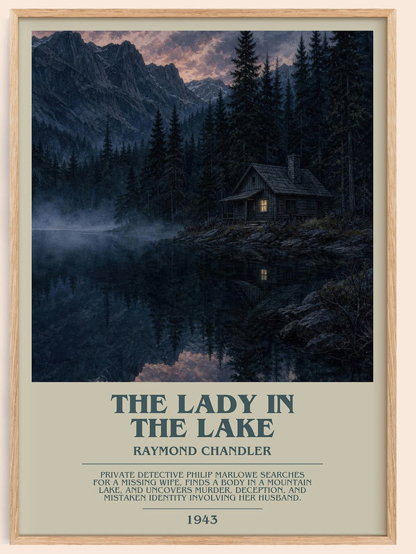 The Lady in the Lake bookish book poster by Raymond Chandler – framed literary art print