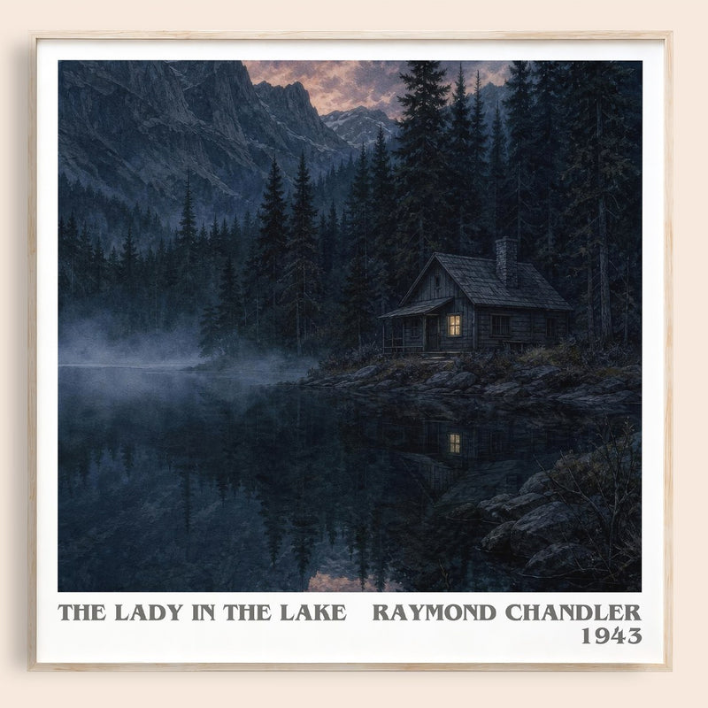 The Lady in the Lake literary book poster by Raymond Chandler – framed literary art print