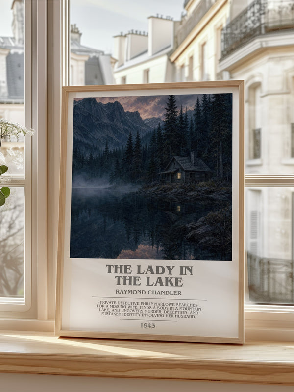 The Lady in the Lake bookish poster colour and style options – Raymond Chandler book art