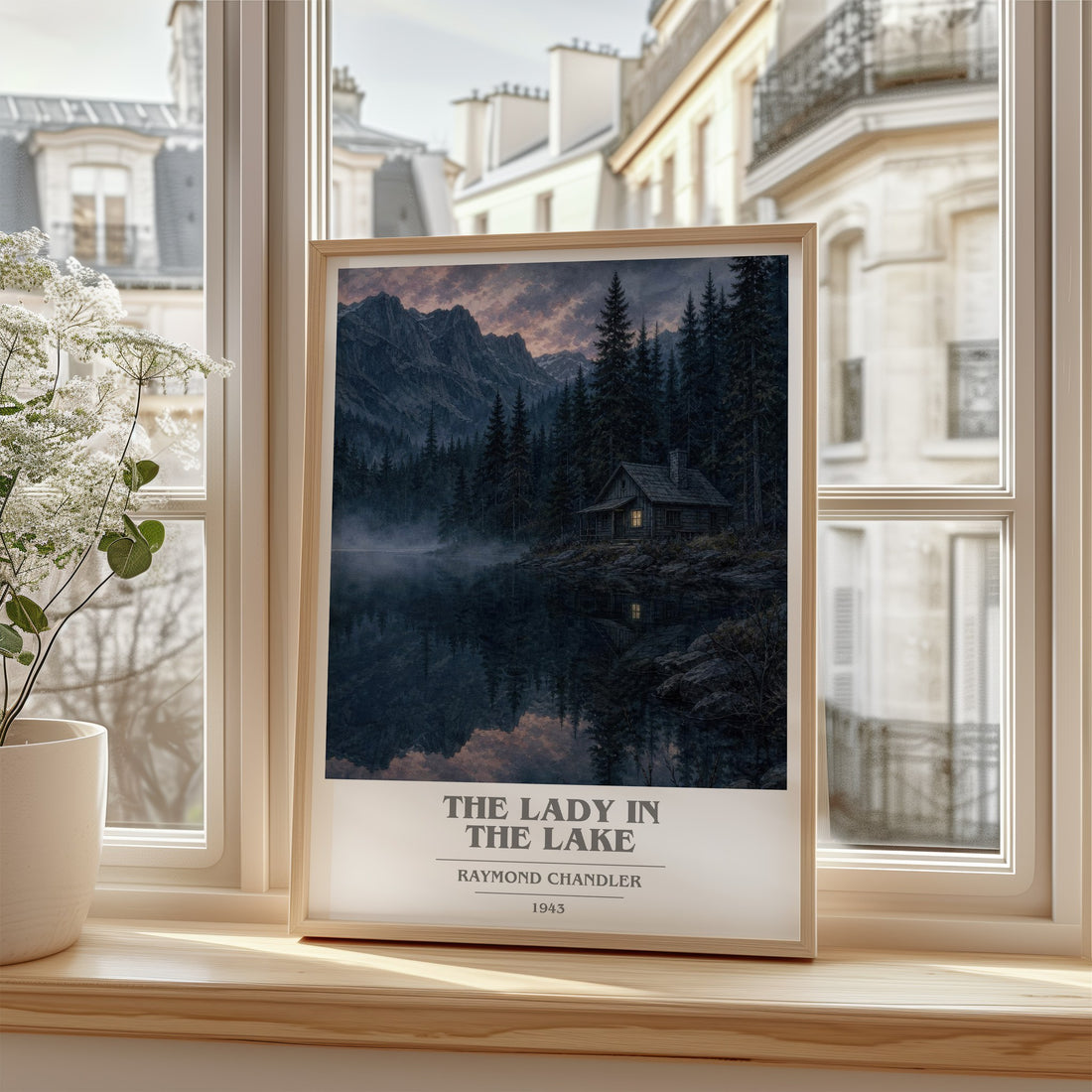 The Lady in the Lake book cover poster colour and style options – Raymond Chandler book art (mockup)