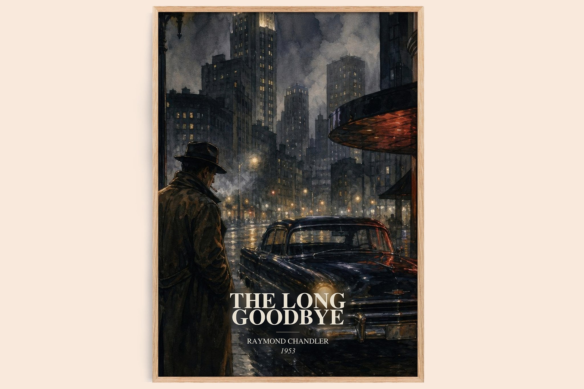 The Long Goodbye Book Watercolour Illustration by Raymond Chandler