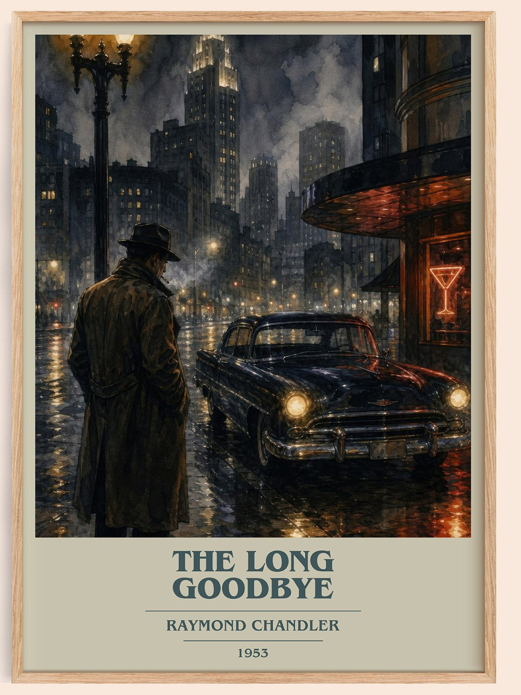 The Long Goodbye book cover book poster by Raymond Chandler – framed literary art print